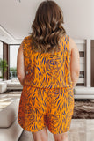 Plus Size Tiger Printed V-Neck Sleeveless Romper