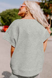 Gray Textured Loose Fit T Shirt and Drawstring Pants Set