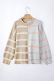 Light French Beige Colorblock Oversized Sweater