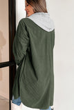 Jungle Green Oversized Corduroy Contrast Hooded Shacket