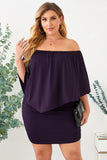 Plus size  Dressing Layered Dark Blue Mini Poncho Dress