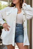 Plus Size Button Up Long Sleeve Jacket