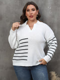 Plus Size Striped V-Neck Sweater