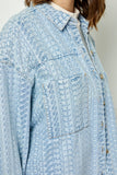 Veveret Button Up Dropped Shoulder Denim Top