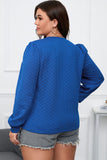 Plus Size Textured Round Neck Long Sleeve Top