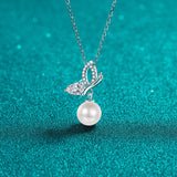 Pearl Pendant Moissanite 925 Sterling Silver Necklace