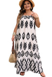 Black Plus Size Western Print Halter Maxi Dress