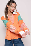 Hailey & Co Color Block Top with Striped Panel