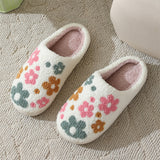 Flower Pattern Cotton Slippers Indoor Home Plush Warm Slippers