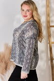 Hailey & Co Full Size Snakeskin V-Neck Long Sleeve Top