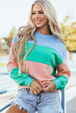 Blossom Colorblock Patchwork Drop Shoulder Sweatshirt