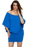 Plus size  Dressing Layered Dark Blue Mini Poncho Dress