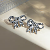 Stainless Steel Bow Stud Earrings