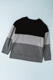 Gray Crew Neck Colorblock Plus Size Sweatshirt