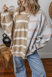 Light French Beige Colorblock Oversized Sweater