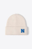 Letter N Patch Cuffed Knit Beanie