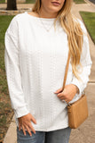 White Cable Textured Loose Plus Size Sweatshirt