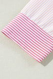 Pink Stripe Print Colorblock Plus Size Shirt