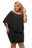 Plus size  Dressing Layered Dark Blue Mini Poncho Dress