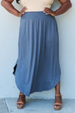 Doublju Comfort Princess Full Size High Waist Scoop Hem Maxi Skirt in Charcoal