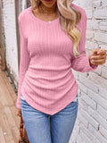 Full Size Ruched V-Neck Long Sleeve T-Shirt