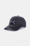 Zenana Bow Embroidered Washed Cotton Caps