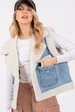 SAGE + FIG Pocketed Collared Neck Sherpa Vest