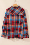 Orange Plus Size Plaid Print Buttoned Shirt