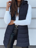 Plus Size Zip Up Hooded Vest Coat