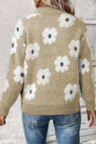 Flower Half Zip Long Sleeve Sweater