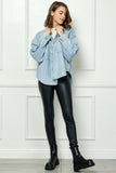 Veveret Button Up Dropped Shoulder Denim Top