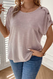 Delicacy Plus Size Button Detail Batwing Sleeve Tee