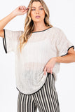 GeeGee Contrast Trim Short Sleeve Knit Cover Up