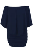 Plus size  Dressing Layered Dark Blue Mini Poncho Dress