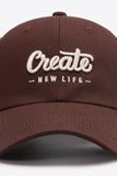 CREATE NEW LIFE Adjustable Cotton Baseball Cap