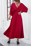 Devine Slit Tied V-Neck Three-Quarter Sleeve Dress