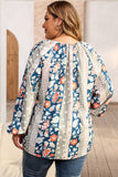 Plus Size Floral Tie Neck Blouse