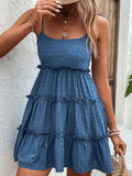 Shiny Frill Spaghetti Strap Tiered Dress