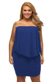 Plus size  Dressing Layered Dark Blue Mini Poncho Dress