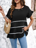 Devine Round Neck Flounce Sleeve Blouse