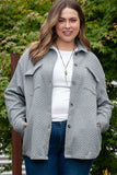 Plus size button-up jacket with pockets for fall outerwear