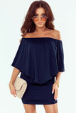 Plus size  Dressing Layered Dark Blue Mini Poncho Dress