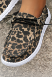 Coffee Lace-up Decor Leopard Canvas Shoes