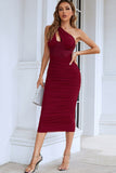 Cutout One-Shoulder Midi Bandage Dress