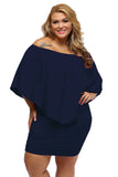 Plus size  Dressing Layered Dark Blue Mini Poncho Dress