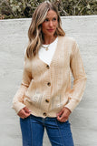 Dark Khaki Open Knit Drop Shoulder Sweater Cardigan