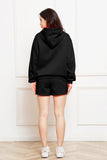 Drop Shoulder Long Sleeve Hoodie and Shorts Set