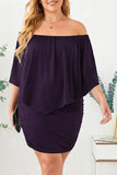 Plus size  Dressing Layered Dark Blue Mini Poncho Dress