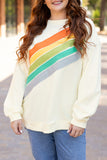 Black Rainbow Raglan Sleeve Crew Neck Plus Size Sweatshirt