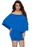 Plus size  Dressing Layered Dark Blue Mini Poncho Dress